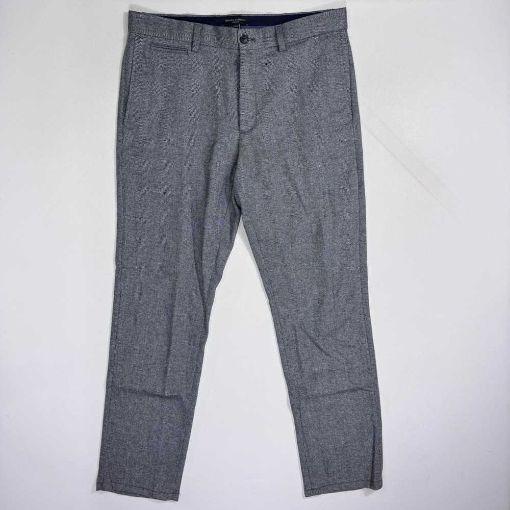 Banana Republic Aiden Grey Herringbone Wool Pants Mens 33x32 (35x31) Nova Fides